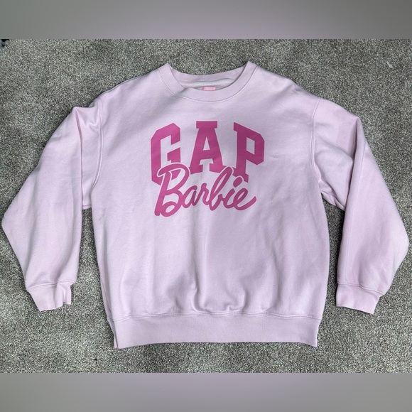 Gap X Barbie Arch Logo Pink Crewneck Sweatshirt Large - Picture 1 of 5